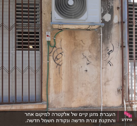 העברת מזגן קיים של אלקטרה למיקום אחר והתקנת צנרת חדשה ונקודת חשמל חדשה.